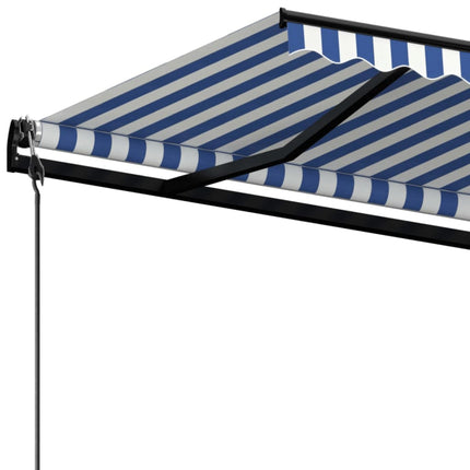 Markis automatiskt infällbar 450x350 cm blå och vit