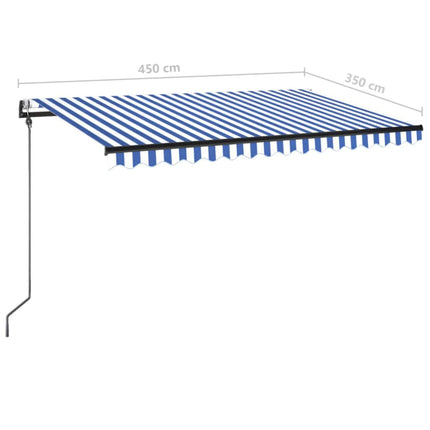 Markis automatiskt infällbar 450x350 cm blå och vit