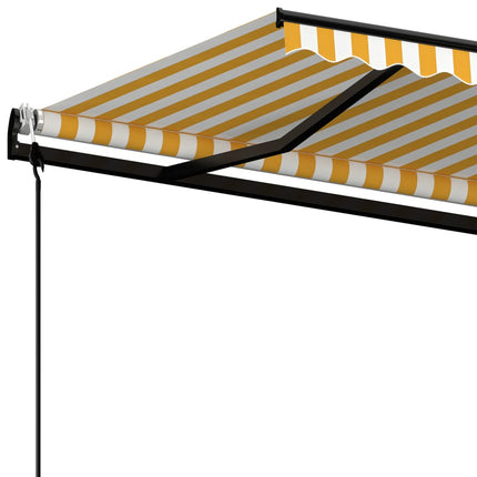 Markis automatiskt infällbar 450x350 cm gul och vit