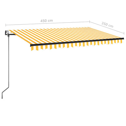 Automatisk markis med vindsensor & LED 450x350 cm gul/vit