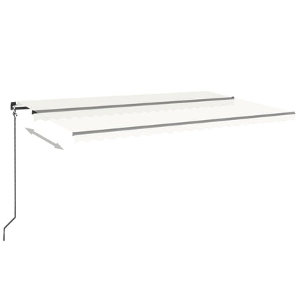 Markis manuellt infällbar med LED 500x350 cm gräddvit