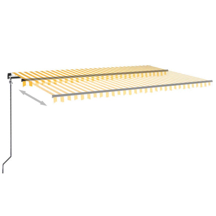Markis manuellt infällbar med LED 500x350 cm gul och vit