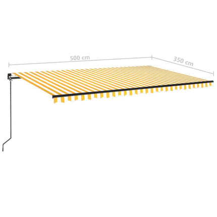 Markis manuellt infällbar med LED 500x350 cm gul och vit
