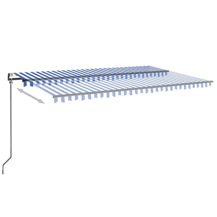 Markis automatiskt infällbar 500x350 cm blå och vit