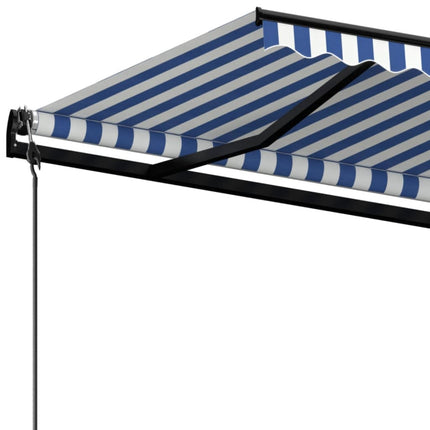 Markis automatiskt infällbar 500x350 cm blå och vit