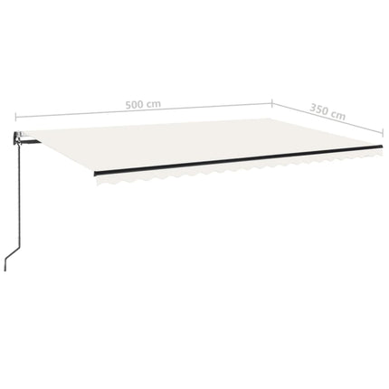 Automatisk markis med vindsensor & LED 500x350 cm gräddvit