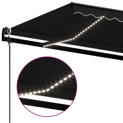 Automatisk markis med vindsensor & LED 500x350 cm antracit