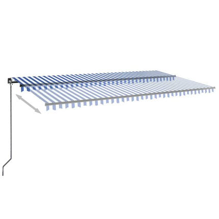 Markis manuellt infällbar 600x350 cm blå och vit