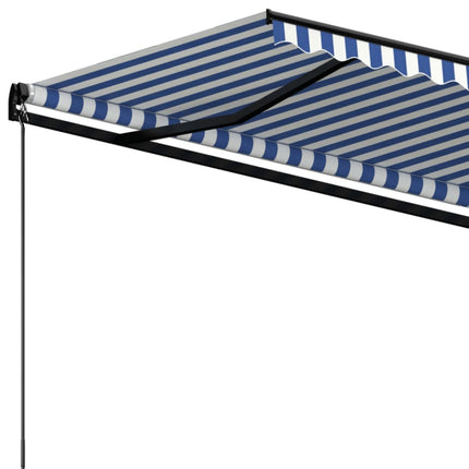 Markis manuellt infällbar 600x350 cm blå och vit