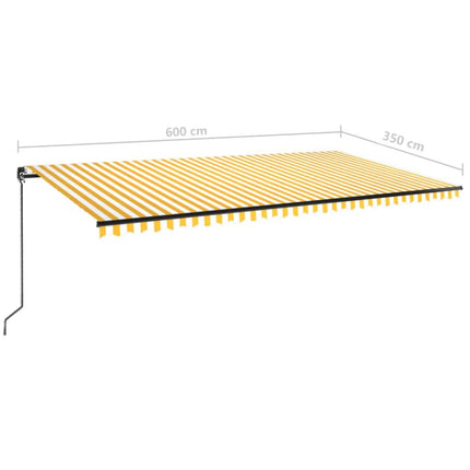 Markis manuellt infällbar 600x350 cm gul och vit