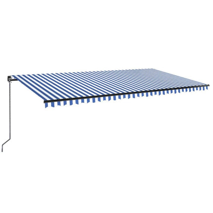Markis manuellt infällbar med LED 600x350 cm blå och vit