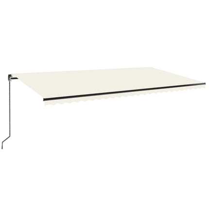 Markis manuellt infällbar med LED 600x350 cm gräddvit