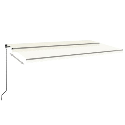 Markis manuellt infällbar med LED 600x350 cm gräddvit