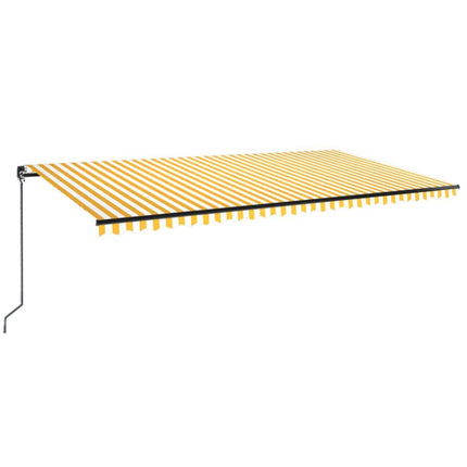 Markis manuellt infällbar med LED 600x350 cm gul och vit