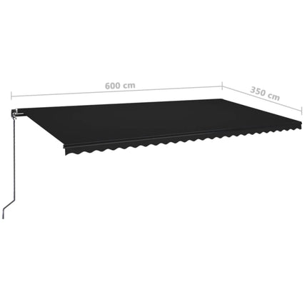 Markis manuellt infällbar med LED 600x350 cm antracit