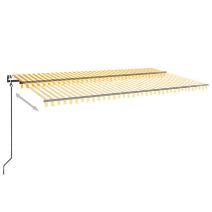 Markis automatiskt infällbar 600x350 cm gul och vit