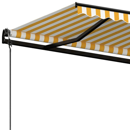 Markis automatiskt infällbar 600x350 cm gul och vit