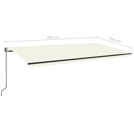 Automatisk markis med vindsensor & LED 600x350 cm gräddvit