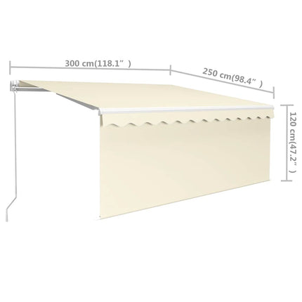 Manuell markis med rullgardin 3x2,5m cm gräddvit