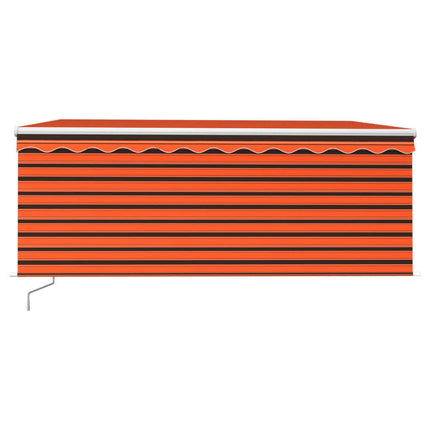 Markis manuellt infällbar med rullgardin 3x2,5m orange och brun