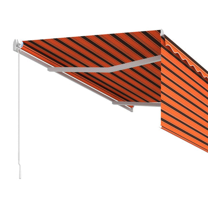 Markis manuellt infällbar med rullgardin 3x2,5m orange och brun