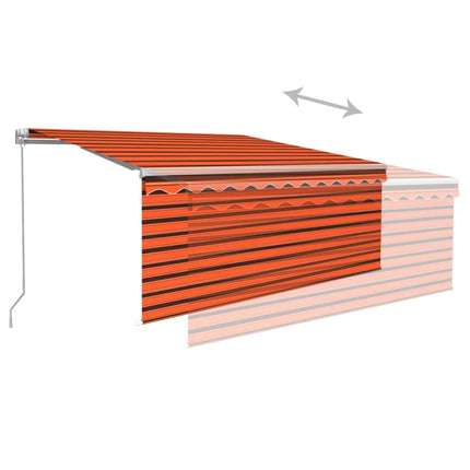 Markis manuellt infällbar m. rullgardin LED 3x2,5 m orange/brun