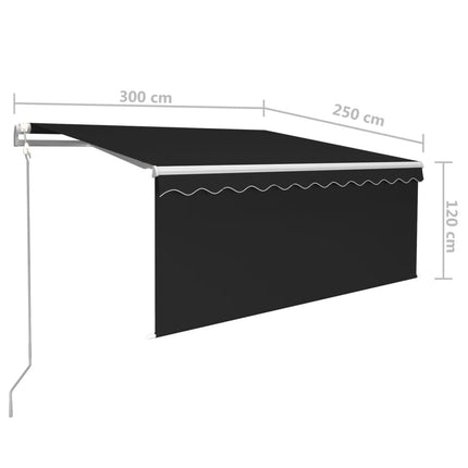 Automatiserad markis vindsensor rullgardin LED 3x2,5m antracit