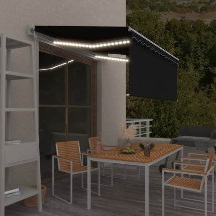 Automatiserad markis vindsensor rullgardin LED 3x2,5m antracit