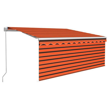 Markis manuell med rullgardin 3,5x2,5 m orange och brun