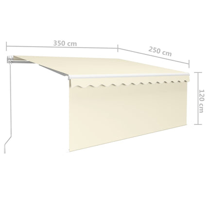 Markis manuellt infällbar med rullgardin&LED 3,5x2,5m gräddvit