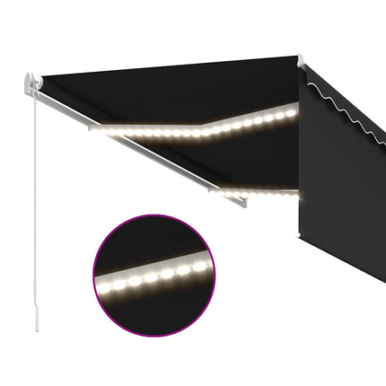 Manuell infällbar markis med rullgardin&LED 3,5x2,5m antracit