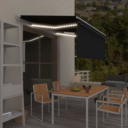 Manuell infällbar markis med rullgardin&LED 3,5x2,5m antracit
