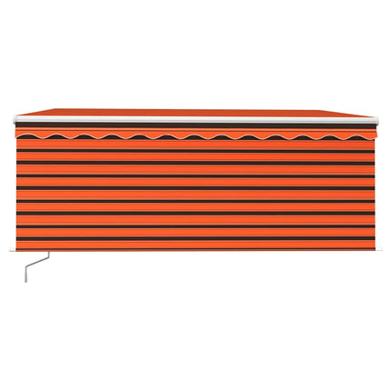Markis manuell med rullgardin LED 3,5x2,5m orange och brun