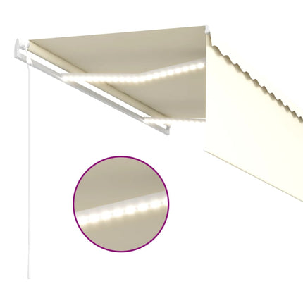 Automatisk markis vindsensor rullgardin LED 3,5x2,5m gräddvit