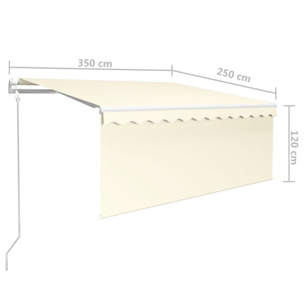 Automatisk markis vindsensor rullgardin LED 3,5x2,5m gräddvit