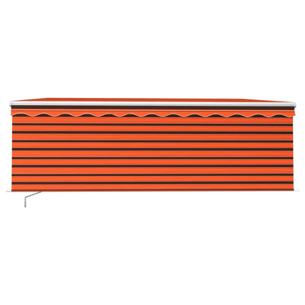 Manuell markis med rullgardin 4x3 m orange/brun
