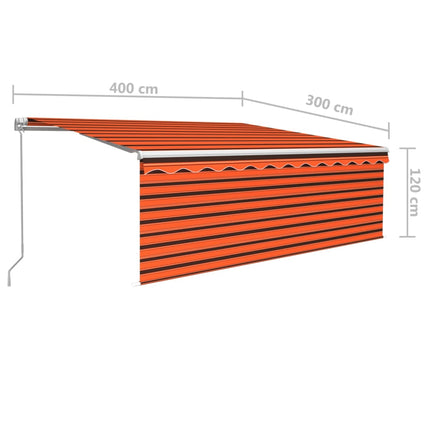 Manuell markis med rullgardin 4x3 m orange/brun