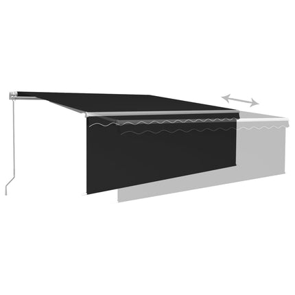 Manuell markis med rullgardin & LED 4x3m antracit