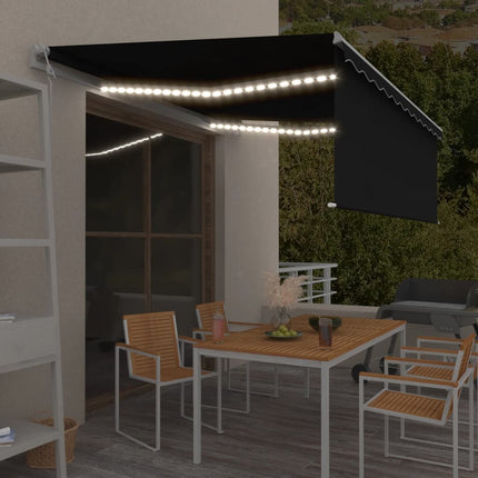 Automatisk markis med vindsensor rullgardin LED 4x3 m antracit