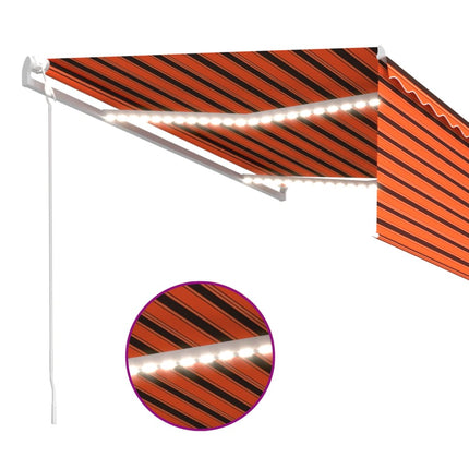 Automatisk markis vindsensor rullgardin LED 4x3m orange/brun