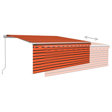 Manuell markis med rullgardin 4,5x3m orange/brun