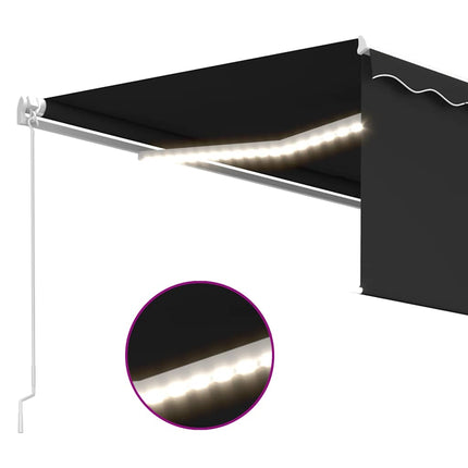Manuell markis med rullgardin och LED 4,5x3m antracit