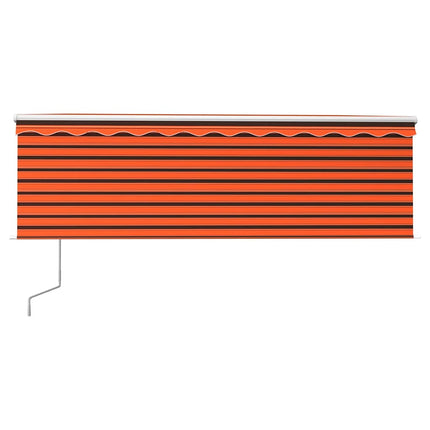 Automatisk infällbar markis med rullgardin 4,5x3m orange/brun