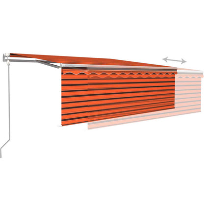 Automatisk infällbar markis med rullgardin 4,5x3m orange/brun