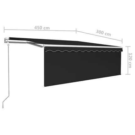 Automatisk markis vindsensor rullgardin LED 4,5x3m antracit