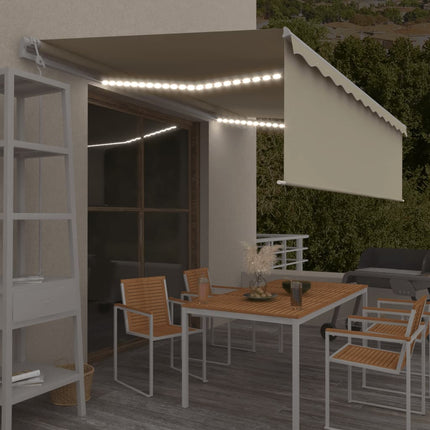 Automatiserad markis rullgardin vindsensor LED 5x3m gräddvit