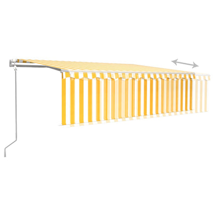 Automatiserad markis med rullgardin vindsensor LED 5x3m gul/vit