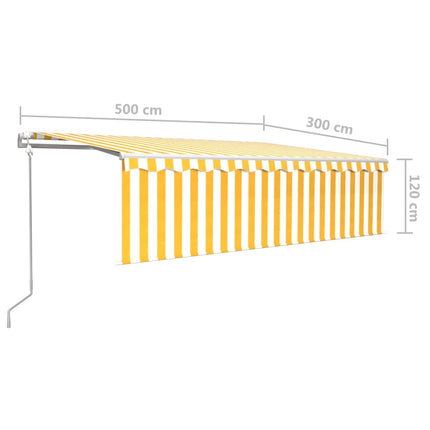 Automatiserad markis med rullgardin vindsensor LED 5x3m gul/vit