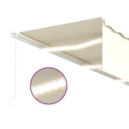 Manuell markis med rullgardin LED 6x3m gräddvit