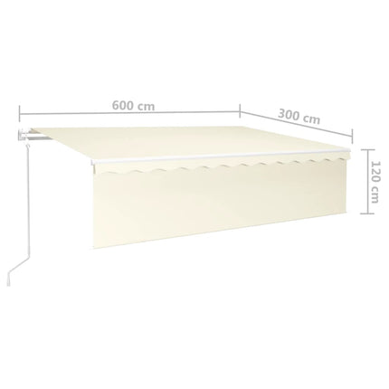 Automatisk markis med rullgardin vindsensor LED 6x3 m gräddvit